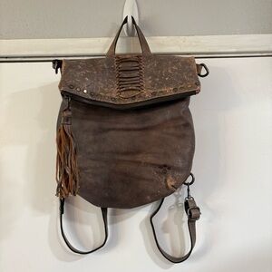 Patricia Nash Luzille Backpack Convertible Shoulder Bag Distressed Stud Fringe